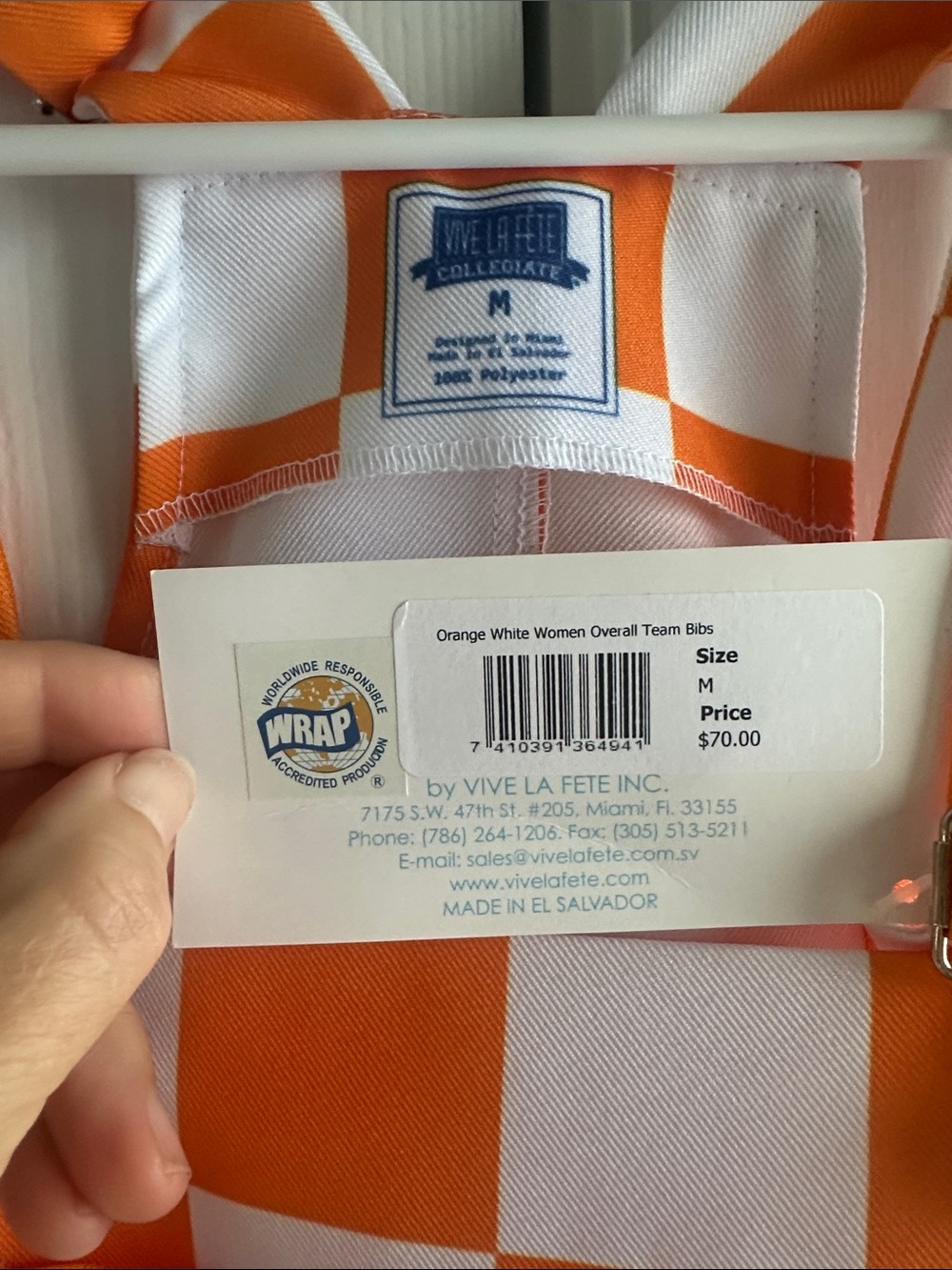 Tennessee Vol’s Orange & White Checkerboard Overalls Dress NWT size M - Picture 2 of 6